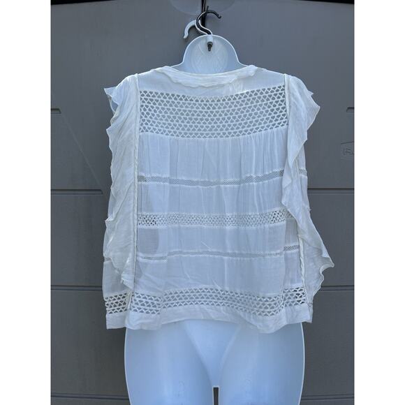Isabel Marat Etoile White Boho Lace Crochet Blouse Top Sz 38 /M Romantic Cottage - Picture 11 of 13